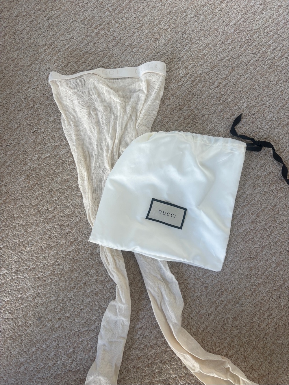 Women's Gucci Ivory Monogram Tights